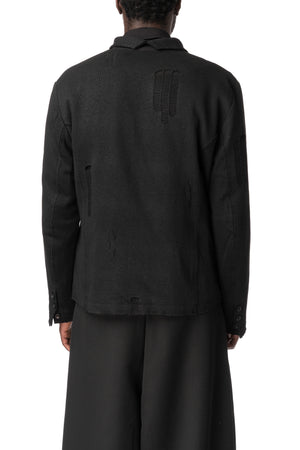 Distressed Knitted Blazer, Black