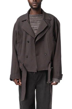 Belted Cropped Trench, Greyish Purple