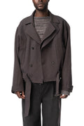 Belted Cropped Trench, Greyish Purple