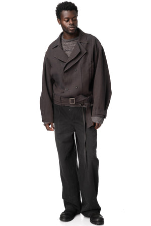 Belted Cropped Trench, Greyish Purple