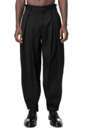 Double pleated wide leg wool pants, Black
