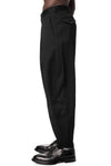 Double pleated wide leg wool pants, Black