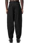 Double pleated wide leg wool pants, Black
