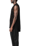 Sleeveless textured knit vest, Black