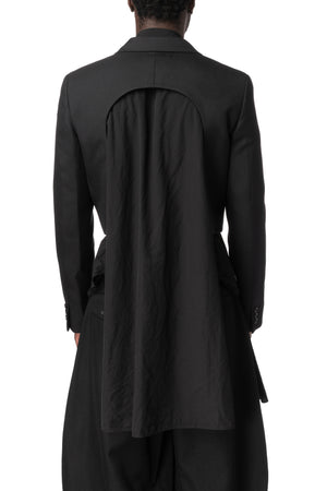 Cropped double-breasted wool blazer, Black