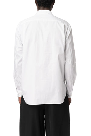 Asymmetric draped panel cotton shirt, White