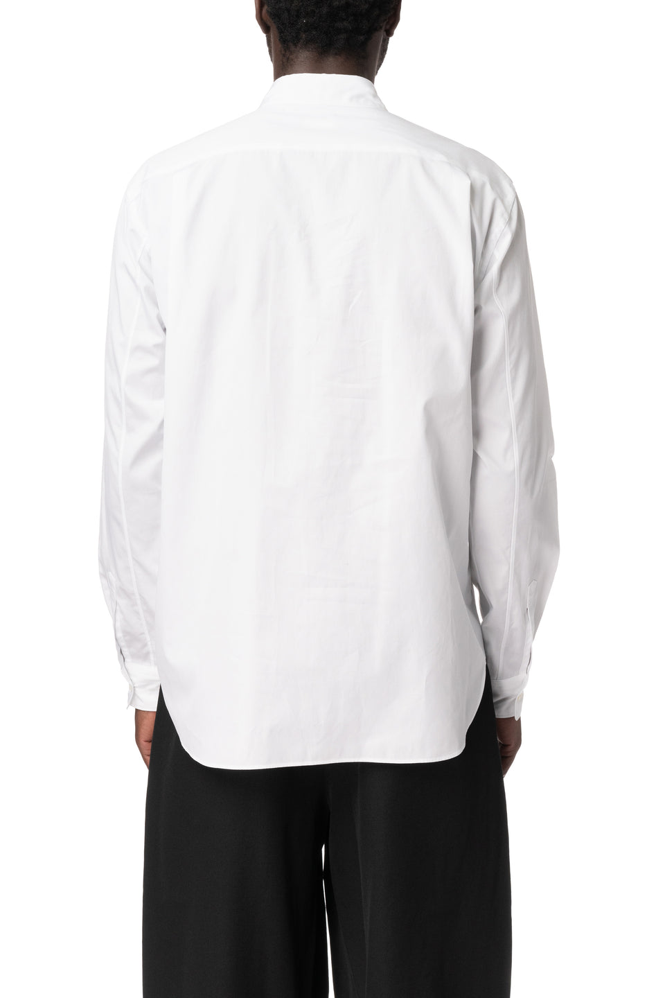 Asymmetric draped panel cotton shirt, White