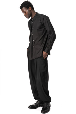 Asymmetric draped panel cotton shirt, Black