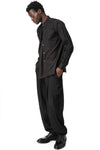Asymmetric draped panel cotton shirt, Black