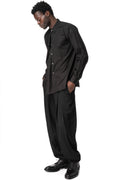 Asymmetric draped panel cotton shirt, Black