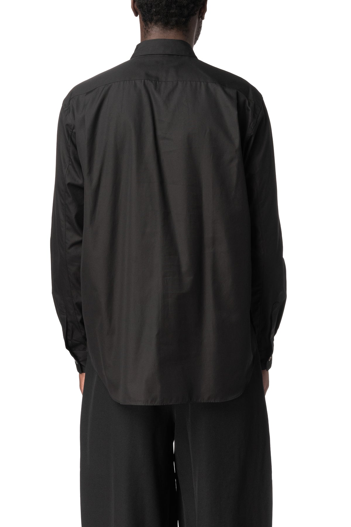 Asymmetric draped panel cotton shirt, Black