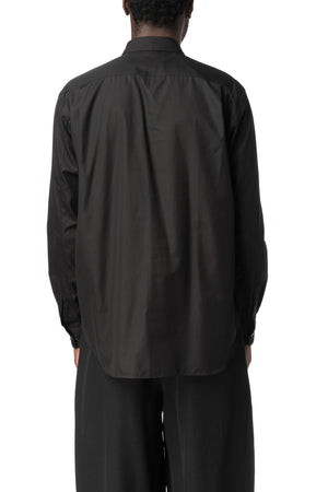 Asymmetric draped panel cotton shirt, Black