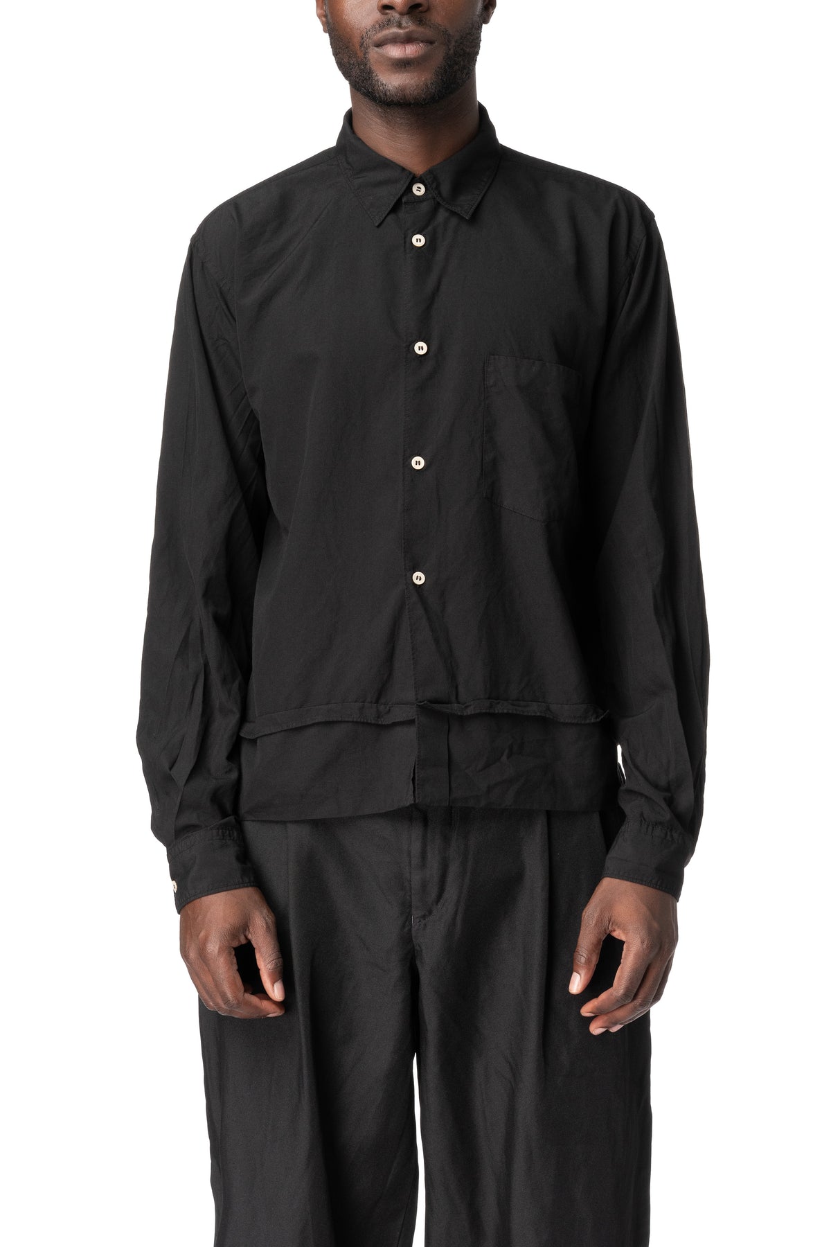 Cropped layered hem shirt