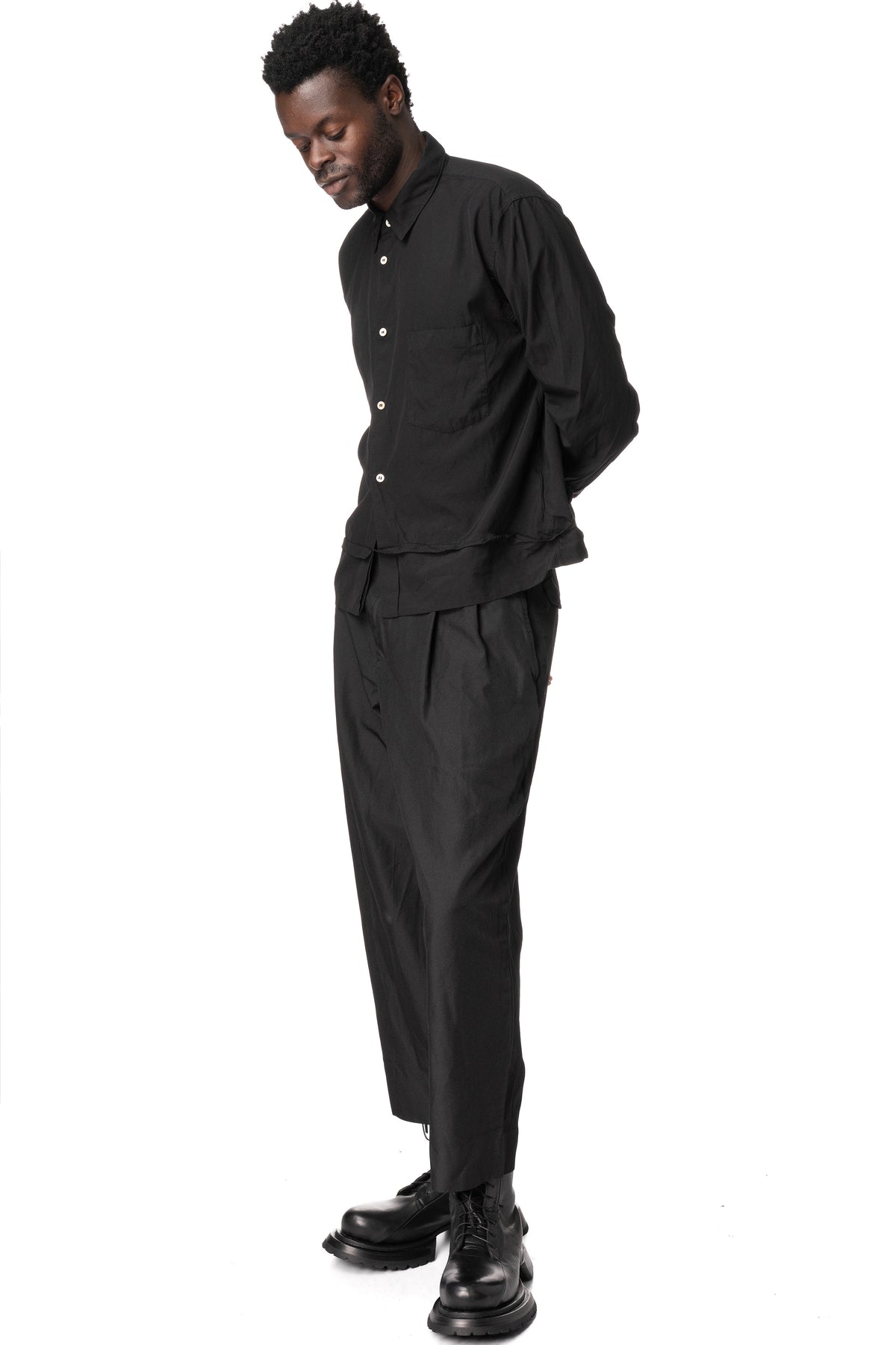 Cropped layered hem shirt