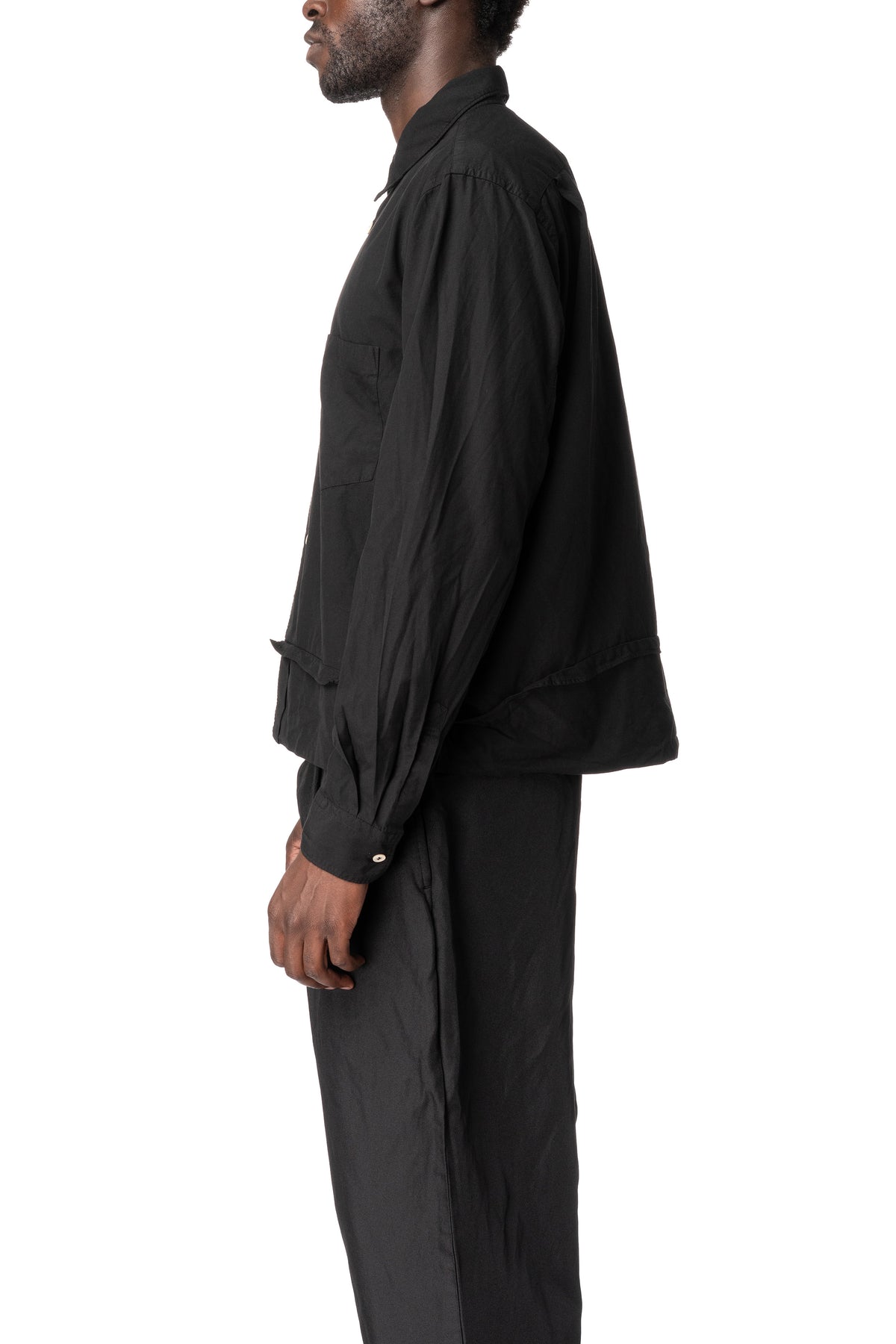 Cropped layered hem shirt