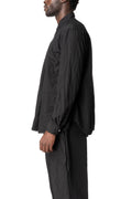 Crinkled long sleeve polyester shirt