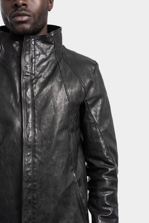 Incarnation | High neck hidden zip leather jacket
