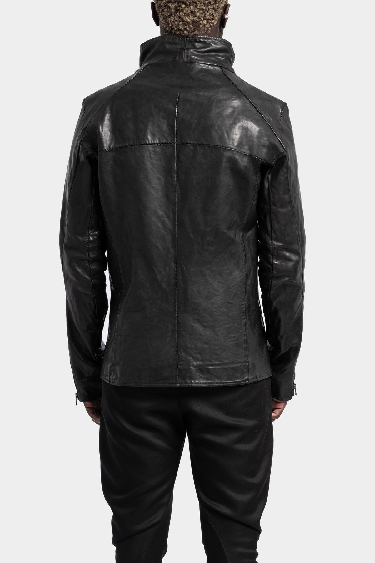 Incarnation | High neck hidden zip leather jacket