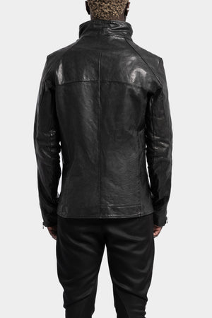 Incarnation | High neck hidden zip leather jacket