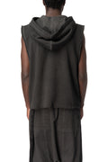 Sleeveless raw cut hoodie, Faded Black