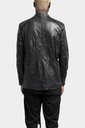 Mandarin collar leather jacket
