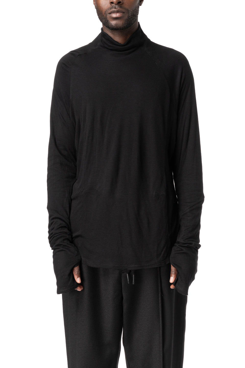 Bamboo double layer turtleneck, Black