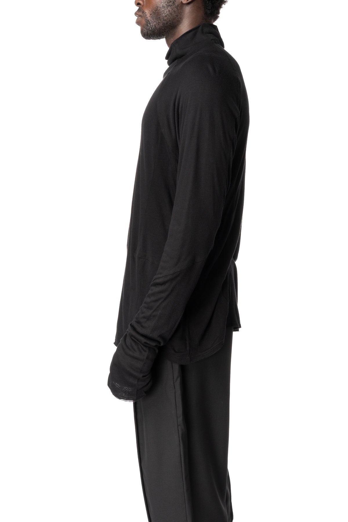Bamboo double layer turtleneck, Black