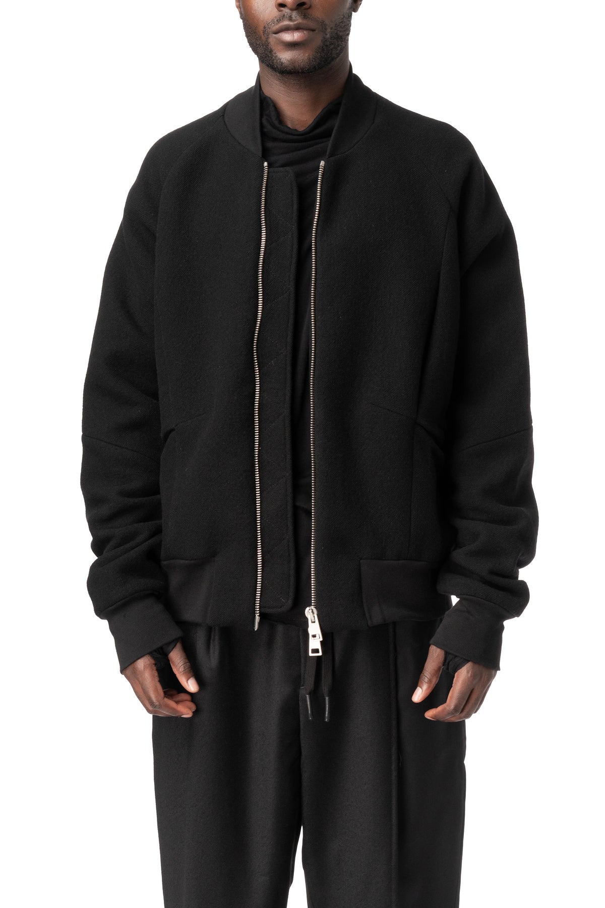 Wool bomber jacket, Black