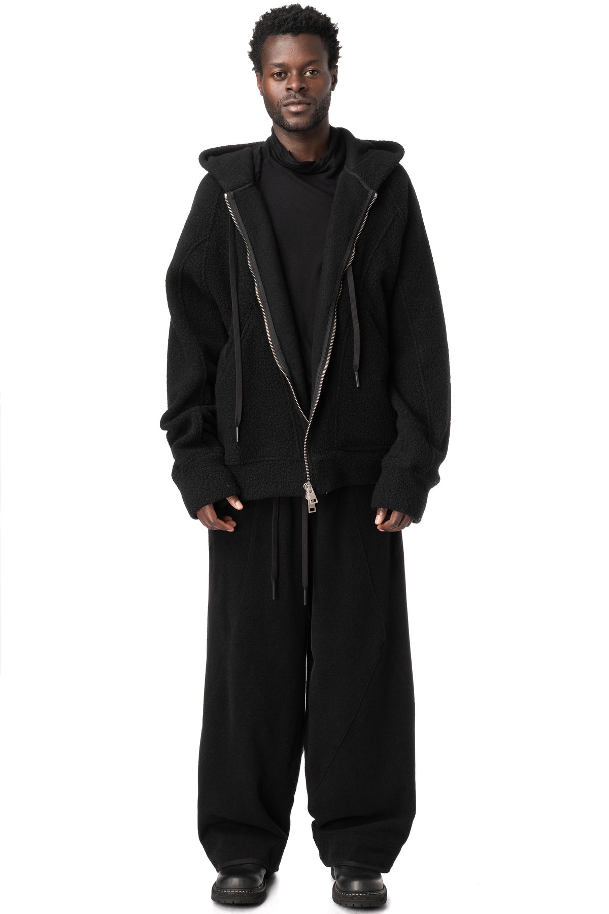 Wide cashmere pants, Black
