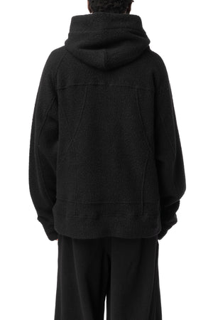 Zipped hooded wool jacket, Black