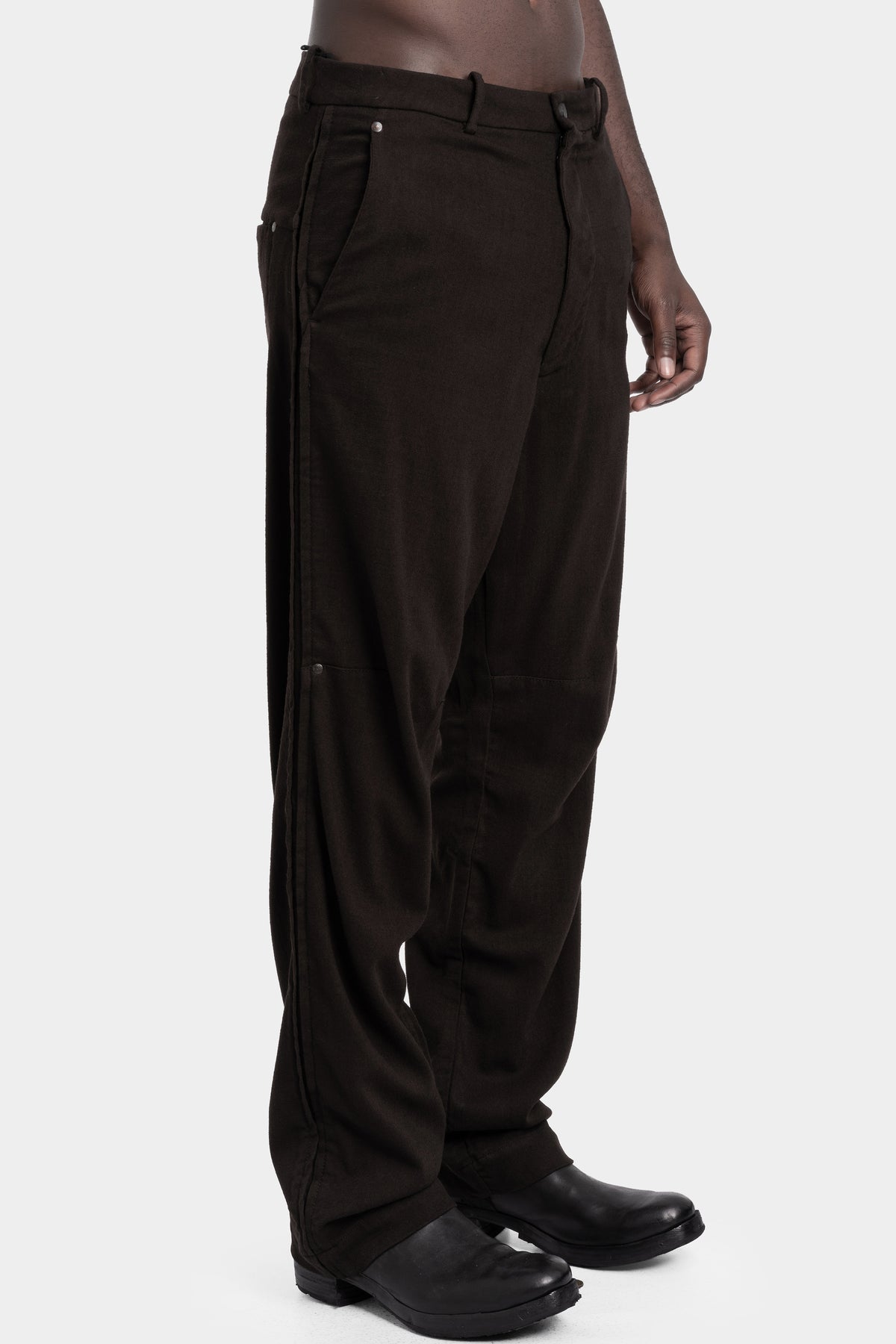 Masnada | AW25 - Oversized wool flannel pants, Palude brown M3561