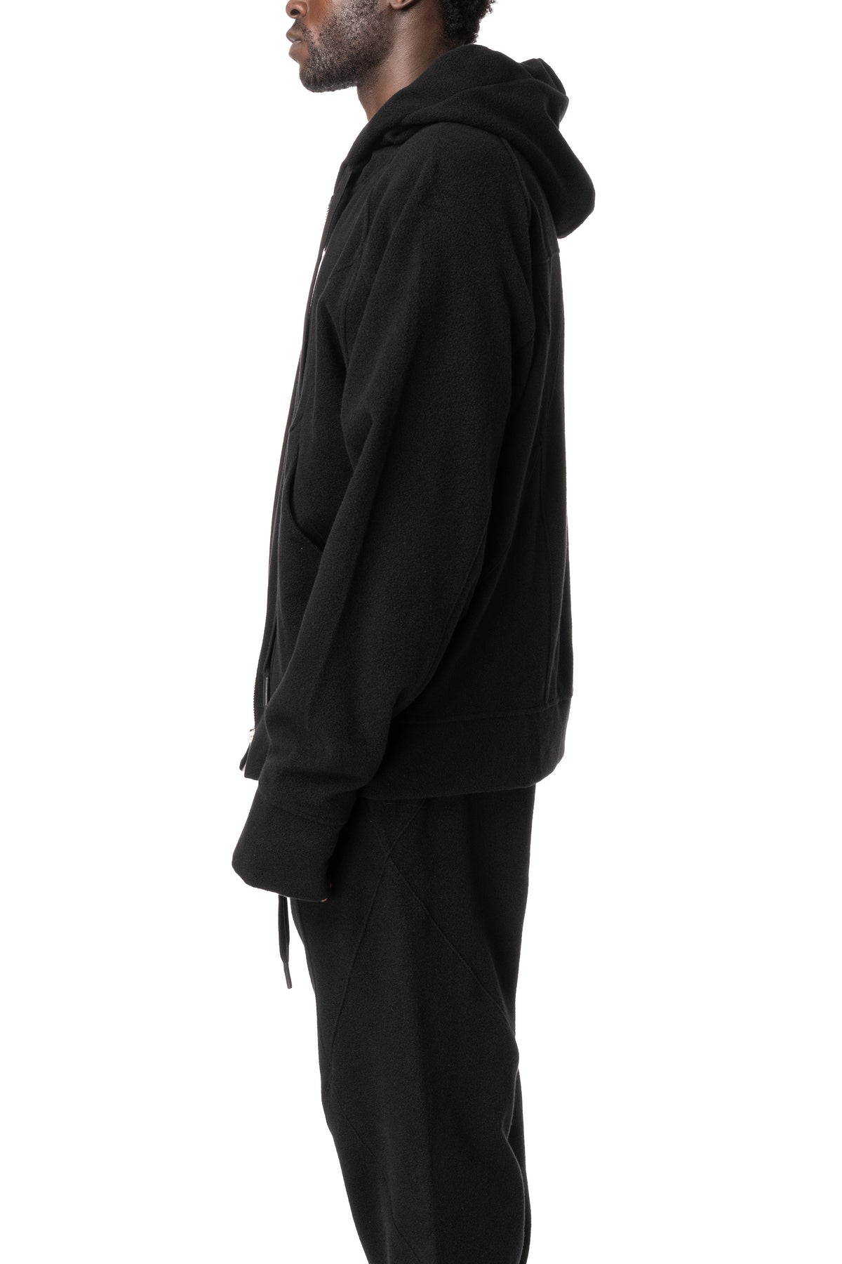 Cashmere zip hooded jacket, Black