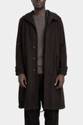 Modular wool flannel parka, Brown
