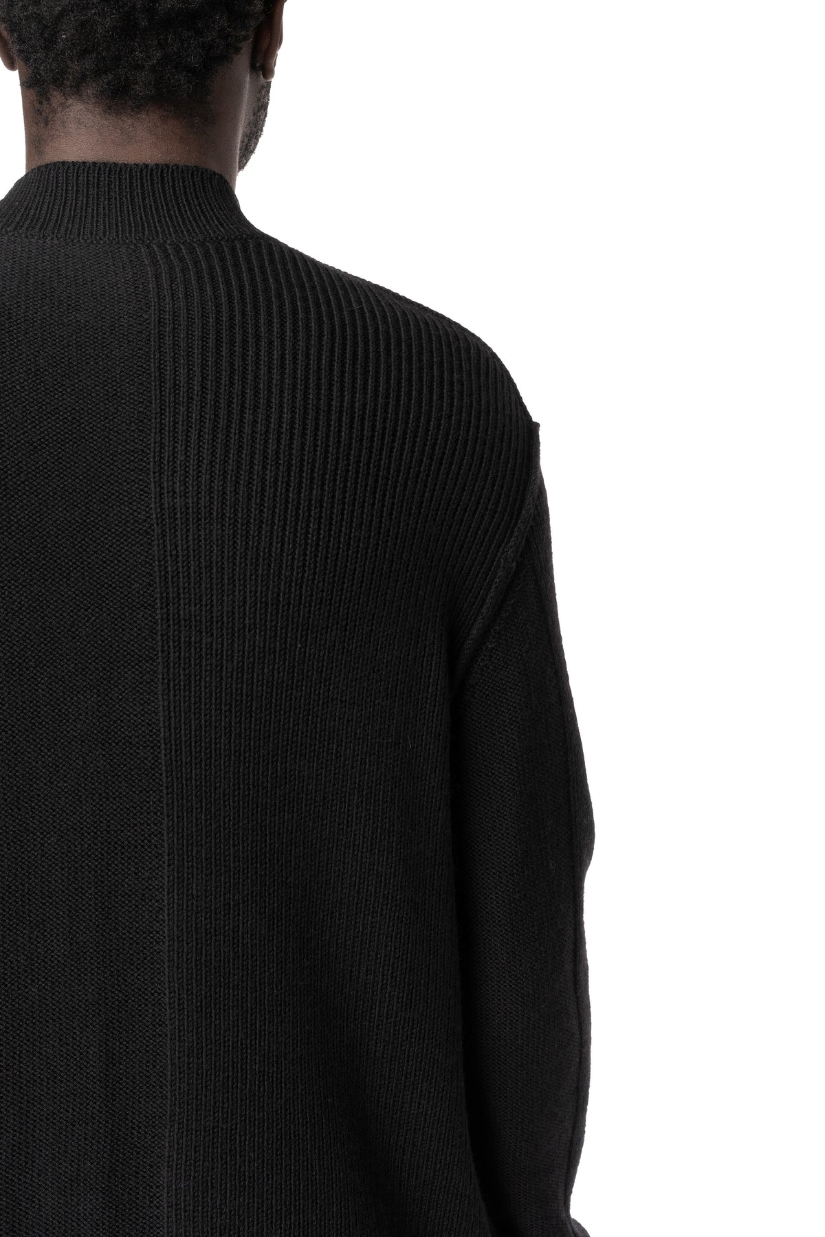 Panelled knitted wool crewneck, Black