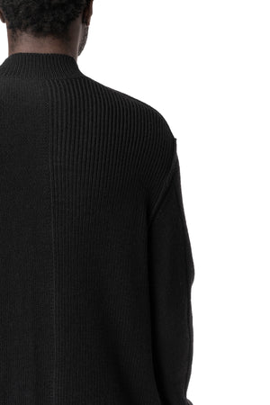 Panelled knitted wool crewneck, Black