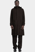 Modular wool flannel parka, Brown