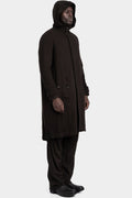 Modular wool flannel parka, Brown