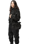 Gas mask stretch denim shoulder bag