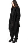 Asymmetric hooded knit cardigan coat, Black