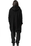 Asymmetric hooded knit cardigan coat, Black