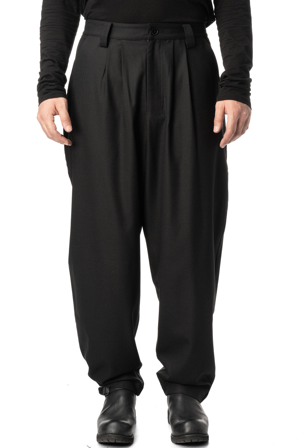 Pleated glide wool blend pants