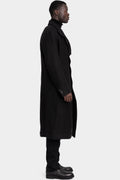 High neck long hemp wool coat