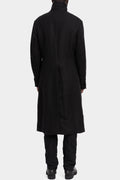 High neck long hemp wool coat
