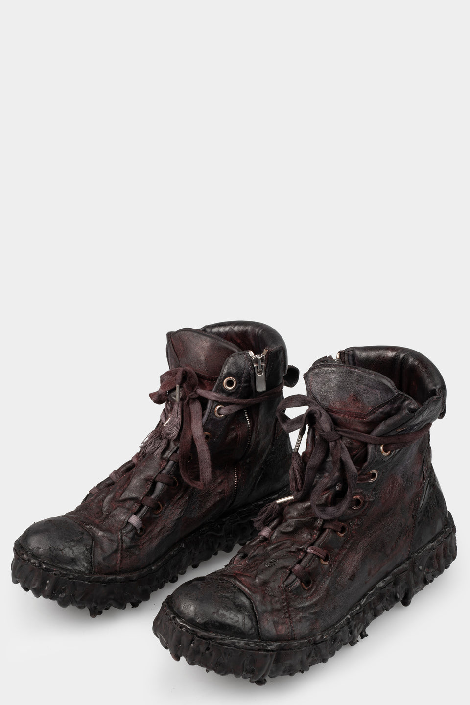 High top melt sole laced wrap front sneakers, Magma