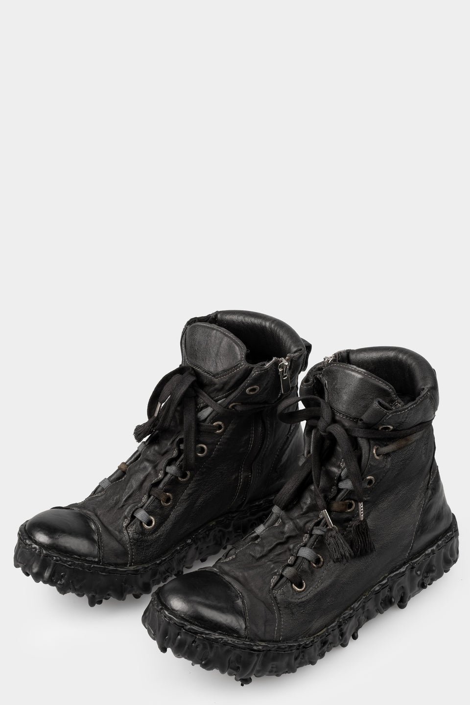 High top melt sole laced wrap front sneakers, Black