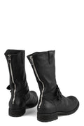 Back zip buckle boots | PLM03B / Black stitching