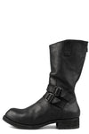Back zip buckle boots | PLM03B / Black stitching