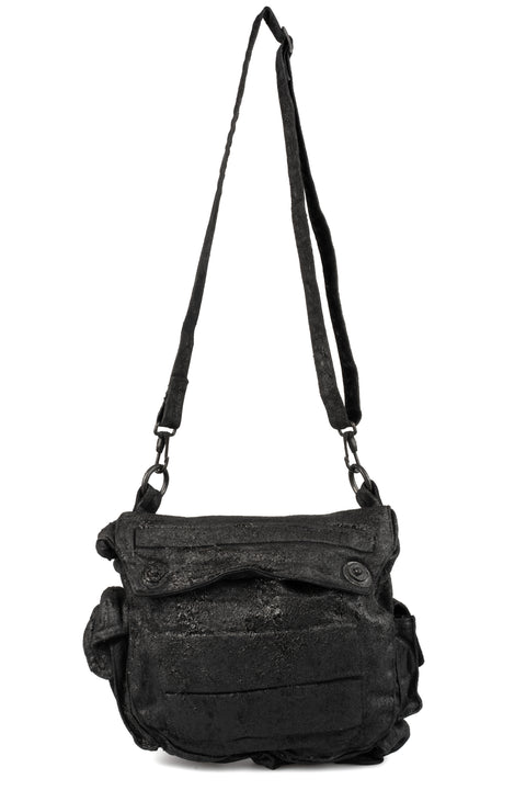 Gas mask stretch denim shoulder bag
