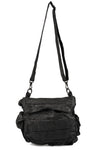 Gas mask stretch denim shoulder bag