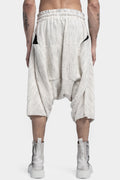 Deep drop crotch contrast shorts, White